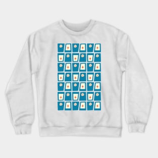 Mid Century Funky Blocks 2 in Celadon Blue, Coral, Peach and Yellow Crewneck Sweatshirt